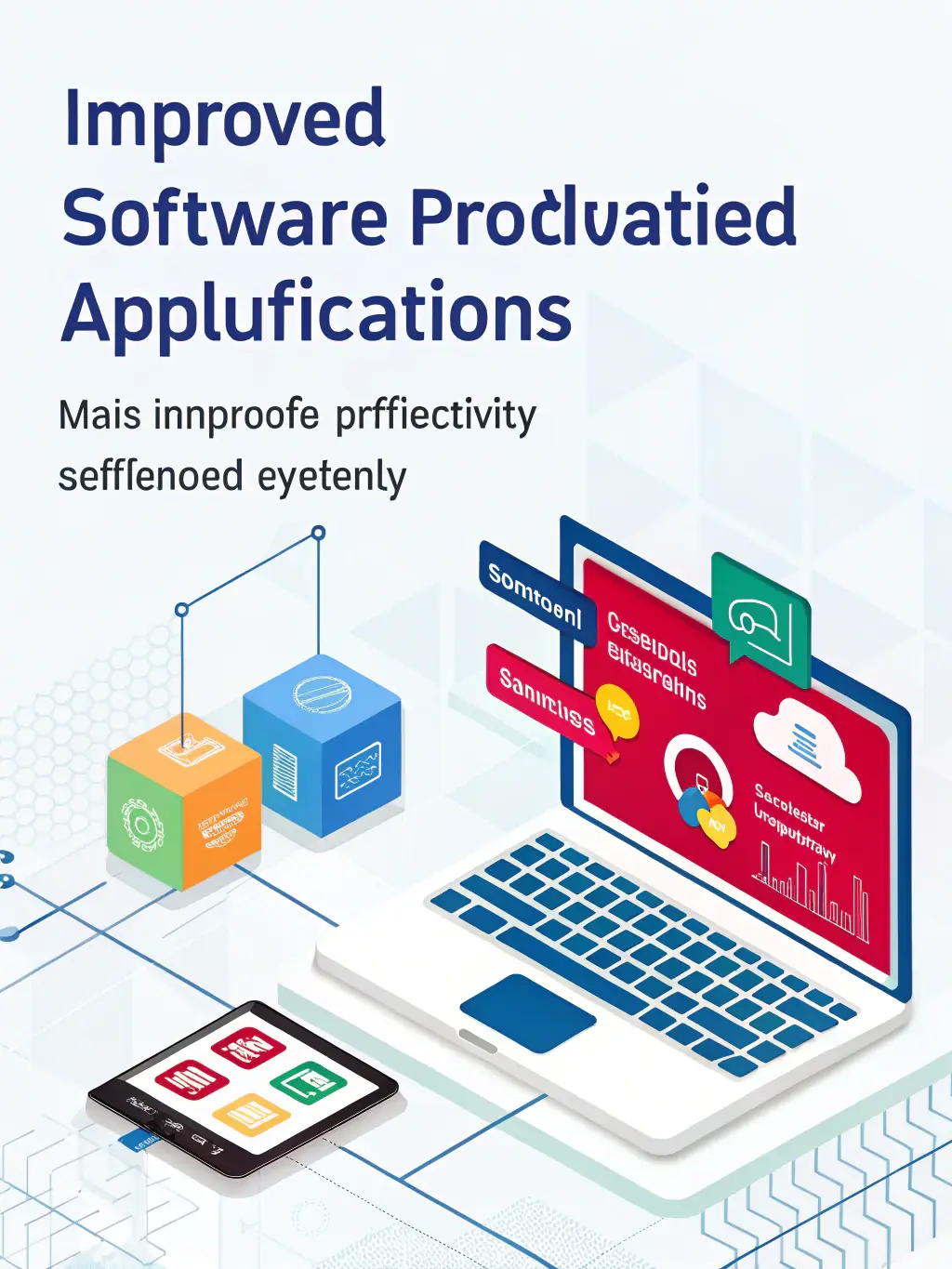 An illustration showing various software applications connected through integration, symbolizing a unified system.